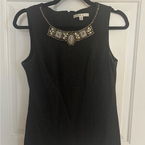 CAbi Black Sleeveless Tank with Jeweled Collar